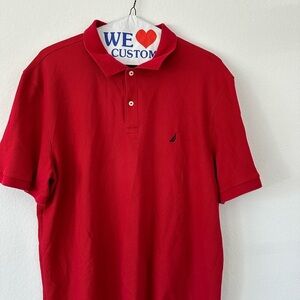 PREOWNED Nautica Red Men's Short Sleeve Solid Vee Neck T-Shirt XXL